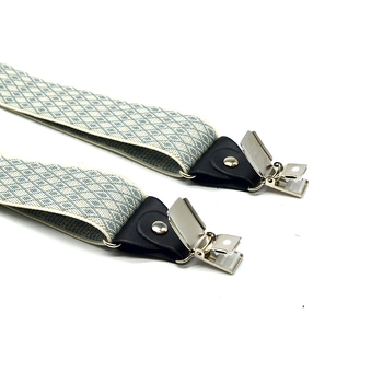 Smėlio spalvos žakardo mažo languoto audinio vyriškos petnešos su 3 segtukais, vyriškos elastinės petnešos, marškinių dirželio segtukas, 3,5 cm, pečių dirželis.