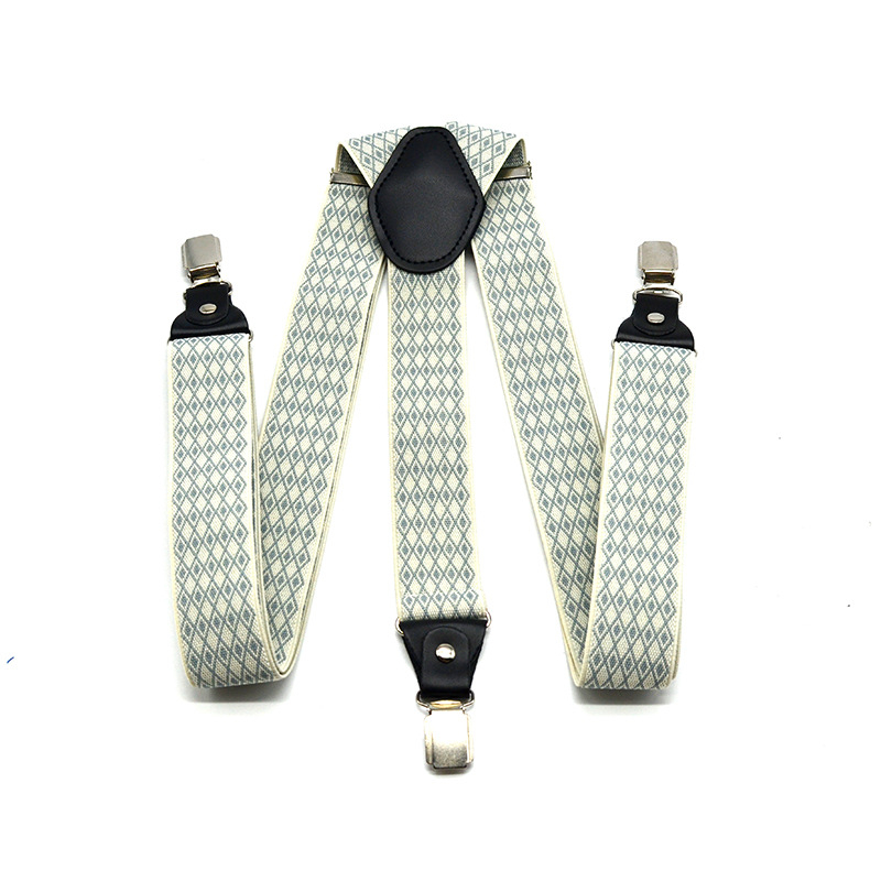 Smėlio spalvos žakardo mažo languoto audinio vyriškos petnešos su 3 segtukais, vyriškos elastinės petnešos, marškinių dirželio segtukas, 3,5 cm, pečių dirželis.