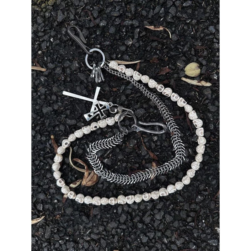 Kaukolės dvisluoksnės kelnių grandinėlės „American High Street Cleanfit Trendyy Wear“ aksesuarų pakabukas