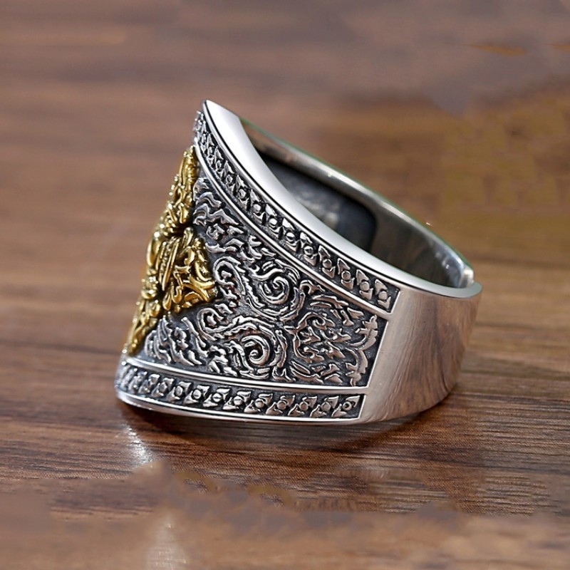 Chiba Taiyin Retro Cross Vajra Pestle Ring vyriški madingi hiphopo retro stiliaus aukščiausios klasės vieno žiedo papuošalai