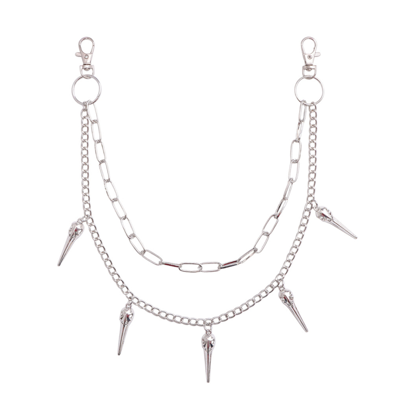 Karščiausia „Amazon“ papuošalų mados tendencija – smailus paukščio galvos pakabukas su dvigubu metaliniu kelnių grandinėle. Universali personalizuota kelnių grandinėlė.