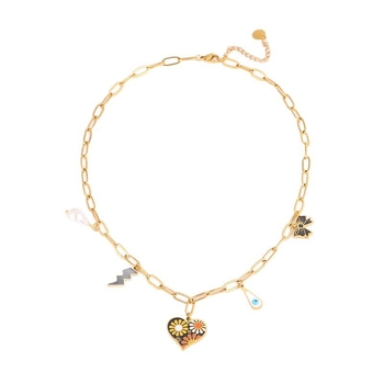 Διασυνοριακό κολιέ από τιτάνιο σε σχήμα καρδιάς με εξατομικευμένο λουλούδι για γυναίκες, πολυτελές, υψηλής ποιότητας, χρωματική κόλλα, αλυσίδα κλείδας