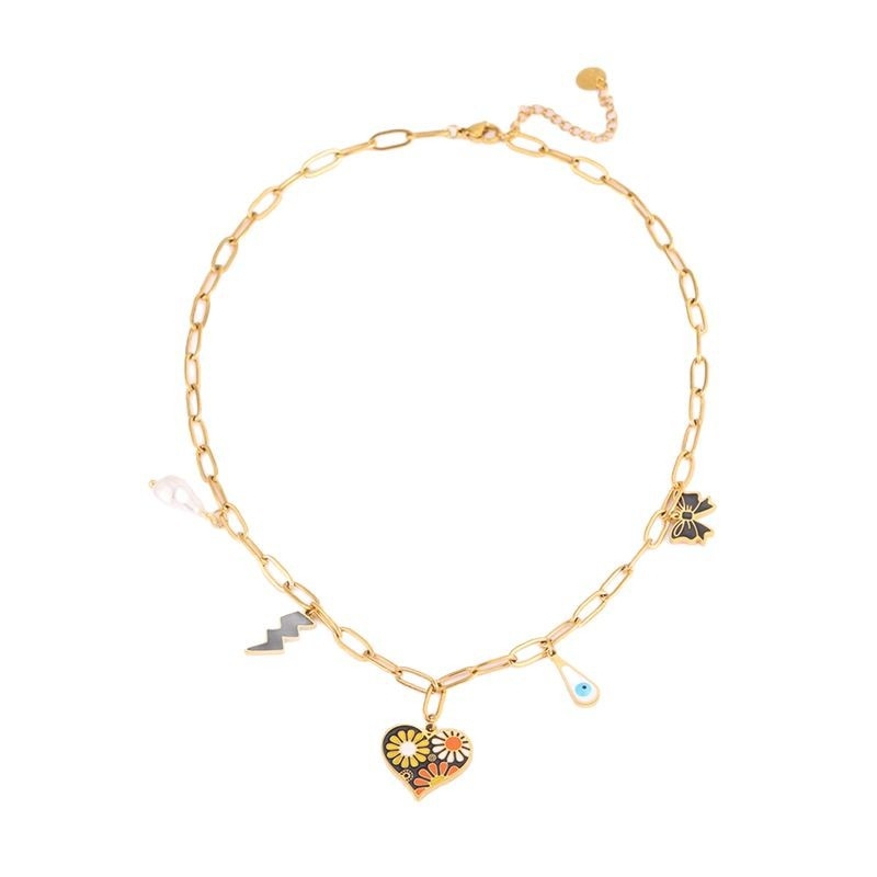 Madingi, tarpvalstybiniai, personalizuoti, gėlės formos, širdies formos, titano plieno vėriniai moterims, neblukantys, šviesūs drugeliai, prabangūs, aukštos kokybės, spalvoti klijų raktikaulio grandinėlės papuošalai