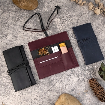 Nešiojamas kūrybingas medinis cigarečių pypkių maišelis PU odos pypkių kosmetikos krepšys Nešiojamas įrankių pypkių aksesuaras Vieno maišelio kosmetikos krepšys