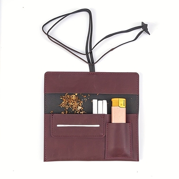 Nešiojamas kūrybingas medinis cigarečių pypkių maišelis PU odos pypkių kosmetikos krepšys Nešiojamas įrankių pypkių aksesuaras Vieno maišelio kosmetikos krepšys