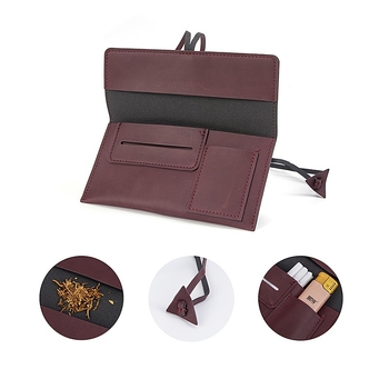 Nešiojamas kūrybingas medinis cigarečių pypkių maišelis PU odos pypkių kosmetikos krepšys Nešiojamas įrankių pypkių aksesuaras Vieno maišelio kosmetikos krepšys