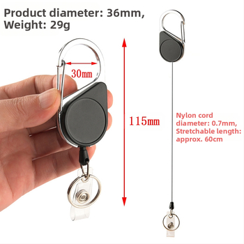 Τηλεσκοπική αλυσίδα κλειδιών με εύκολη έλξη, αγκράφα για μπρελόκ υψηλής ανάκαμψης, αντι-χαμένο αντικλεπτικό νάιλον σχοινί, αγκράφα ορειβασίας για εξωτερικούς χώρους