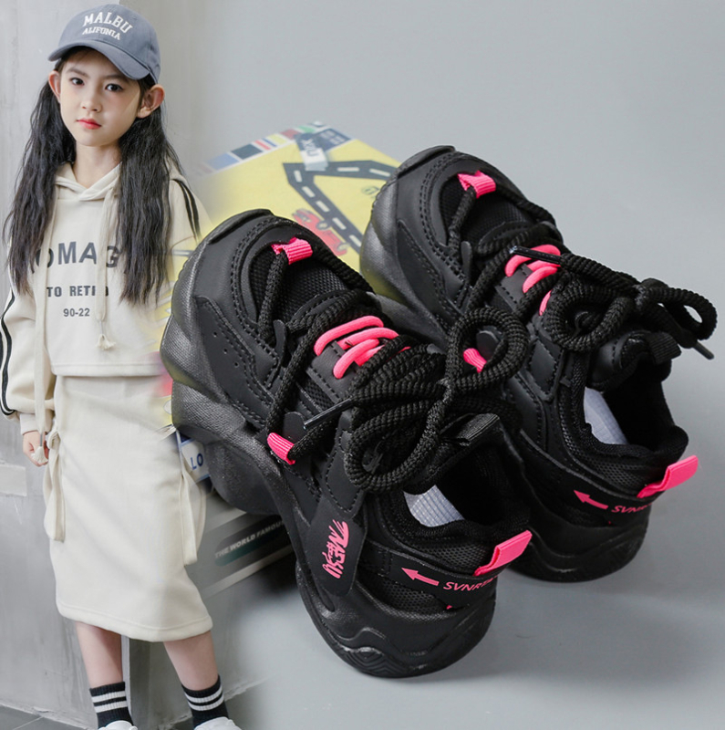 Mergaičių batai 2025 m. Nauji pavasario stiliaus vaikiški tėčio batai Sportiniai batai Mergaičių pavasario ir rudens populiarūs tinkliniai batai Kvėpuojantys