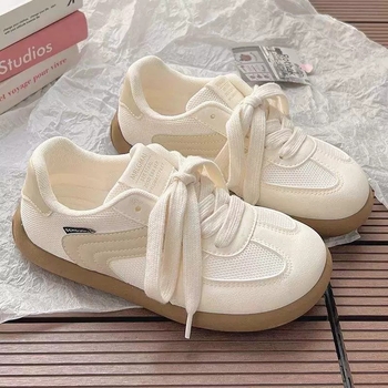 Niche Original Versatile White Shoes for Women 2025 New Ugly Round Toe Moral Training Shoes Breathable Mesh Casual Sports Shoes