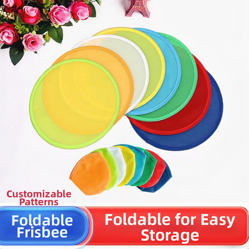 Vejár na frisbee, okrúhly vejár z polyesterovej tkaniny, fanúšikovský vejár, japonský štýl, európsky a americký štýl, reklamný skladací vejár, jednofarebný skladom, farebná potlač