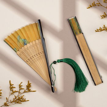 Νέος ανεμιστήρας με πτυσσόμενο ανεμιστήρα με εικόνες τοπίου σε αρχαίο στιλ για γυναίκες το καλοκαίρι, φορητός, ειδικός ανεμιστήρας χορού για μαθητές, ώστε να τραβούν φωτογραφίες από τη δυναστεία Χαν, δώρα ανεμιστήρα