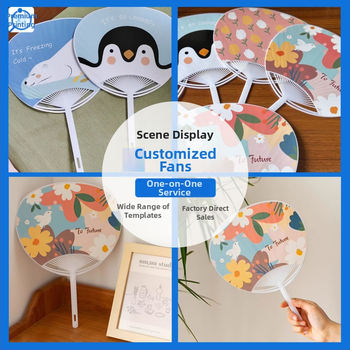 Προσαρμοσμένη διαφήμιση ανεμιστήρων ακίνητων περιουσιών κοσμήματος οδοντιατρικής σχολής εγγραφής κινούμενων σχεδίων προώθησης πλαστικός ανεμιστήρας εκτύπωσης εργοστασίων άμεσος ανεμιστήρων