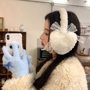 Nėriniuotų kaspinų pliušinės ausinės, antifrizinės, sulankstomos, meilės ausinės, ausų šildytuvai, didmeninė prekyba