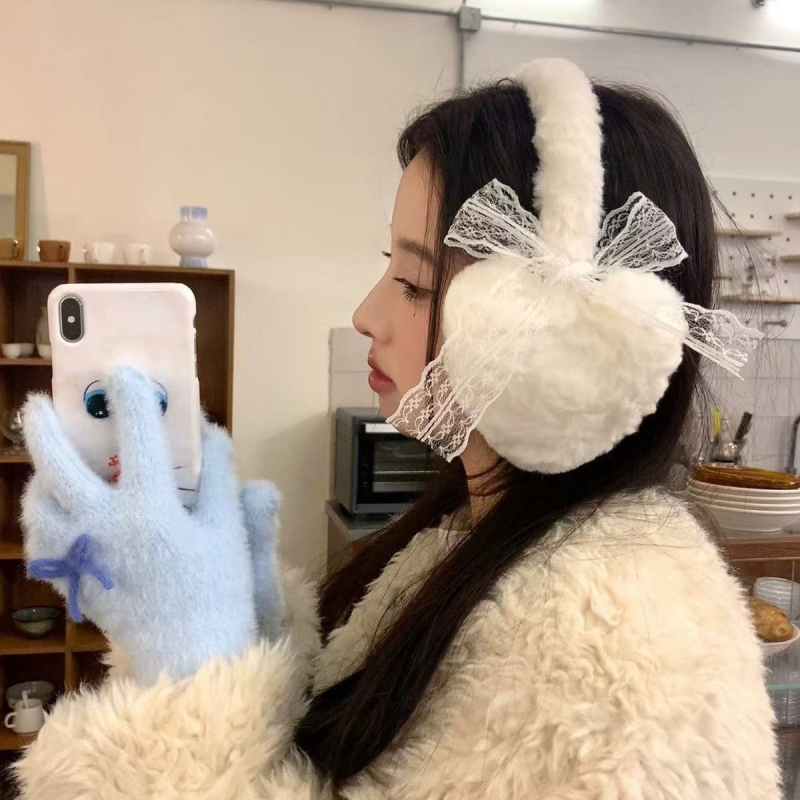 Nėriniuotų kaspinų pliušinės ausinės, antifrizinės, sulankstomos, meilės ausinės, ausų šildytuvai, didmeninė prekyba