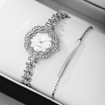 2025 Νέο Μόδας Ευέλικτο Diamond Lace Round Diamond Alloy Bracelet Quartz Watch Εξατομικευμένο Βραχιόλι