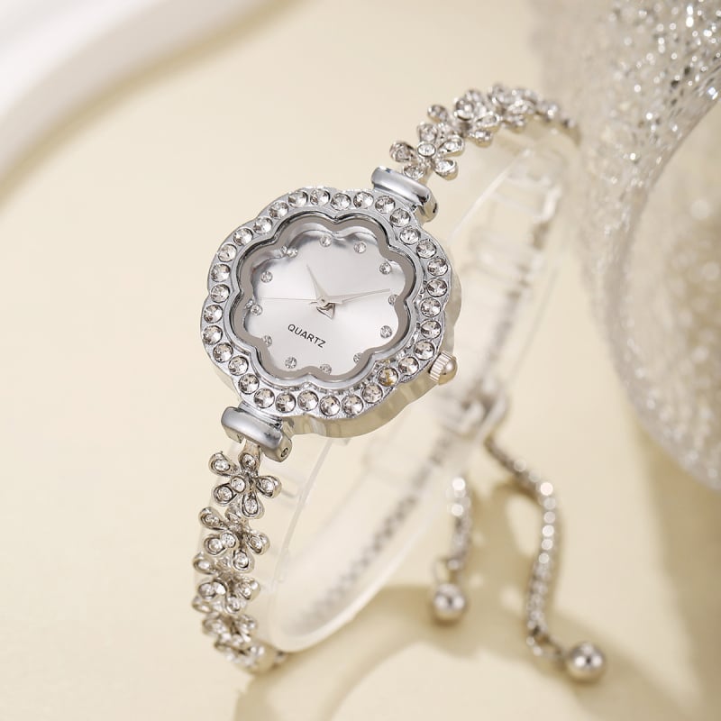 2025 Νέο Μόδας Ευέλικτο Diamond Lace Round Diamond Alloy Bracelet Quartz Watch Εξατομικευμένο Βραχιόλι
