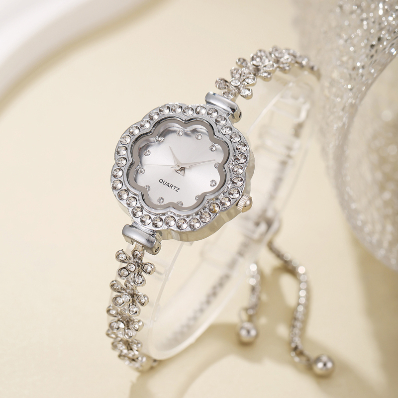 2025 m. nauja madinga universali deimantinių nėrinių apvali deimantų lydinio apyrankė kvarcinis laikrodis suasmenintas apyrankių rinkinys