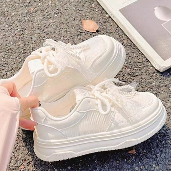 Γυναικεία παπούτσια Chanel Style Mesh, αναπνεύσιμα mesh παπούτσια 2025, καλοκαίρι, νέα μόδα, λευκά παπούτσια από γνήσιο δέρμα, με χοντρή σόλα, ελαφριά, casual παπούτσια