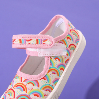 2025. gada pavasara jaunās meiteņu audekla kurpes ar zemu augšdaļu, jaukas, elpojošas audekla apavi ar Velcro aizdari, bērnu apavi