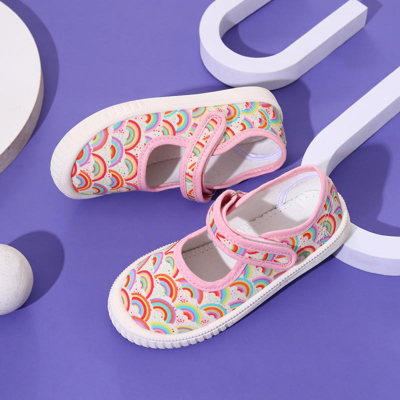 2025. gada pavasara jaunās meiteņu audekla kurpes ar zemu augšdaļu, jaukas, elpojošas audekla apavi ar Velcro aizdari, bērnu apavi