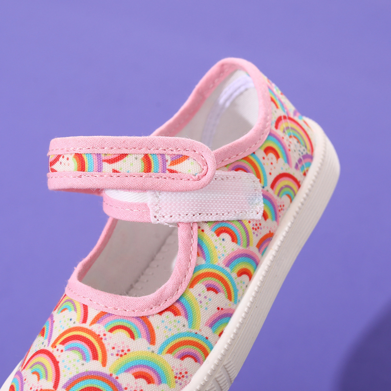 2025. gada pavasara jaunās meiteņu audekla kurpes ar zemu augšdaļu, jaukas, elpojošas audekla apavi ar Velcro aizdari, bērnu apavi