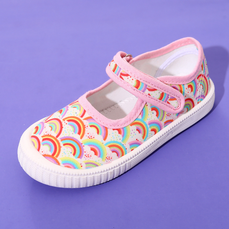 2025. gada pavasara jaunās meiteņu audekla kurpes ar zemu augšdaļu, jaukas, elpojošas audekla apavi ar Velcro aizdari, bērnu apavi