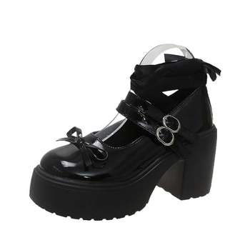 Νέας Στυλ Άνοιξης 2025, Χοντρά Ψηλοτάκουνα Παπούτσια με Παπιγιόν, Γαλλο-Βρετανικό Στυλ, Μικρά Δερμάτινα Παπούτσια Mary Jane με Χοντρές Σόλες για Γυναίκες