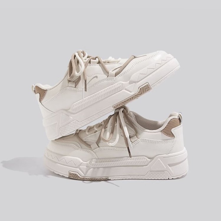 Honkongo stiliaus storapadžiai balti sportbačiai moterims 2025 m. pavasario ir rudens korėjietiška versija nišiniai ūgį didinantys studentų sportbačiai madingi apvaliais pirštais laisvalaikio moteriški batai