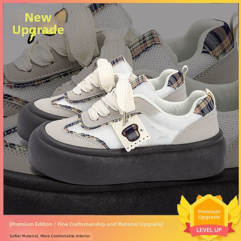 Storapadžiai, ūgį didinantys tėčio batai moterims 2025 m. pavasario ir vasaros nauji nėriniuoti tinklelio kvėpuojantys moteriški batai maži laisvalaikio sportiniai bateliai