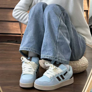 Xiaozhong Original Lake Blue Bread Shoes με χοντρή σόλα 2025 Νέα ανοιξιάτικα, ελαφριά, casual παπούτσια skate για γυναίκες, για όλες τις ηλικίες.