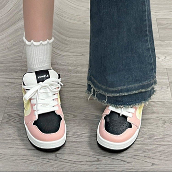 Nauji rožiniai sustorinti amerikietiški duonos bateliai, moteriški „Ins High Street“ stiliaus neslystantys sportbačiai, storapadis, atsparūs dilimui, laisvalaikio ir madingi bateliai