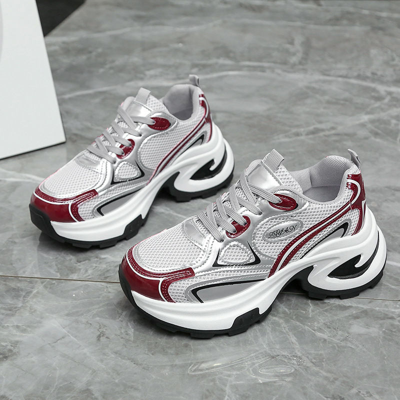 „Ankora“ raudoni moteriški bateliai tėčiui, ūgį didinantys 2025 m. itin populiarūs nauji pavasario ir rudens madingi sportiniai laisvalaikio bateliai moterims