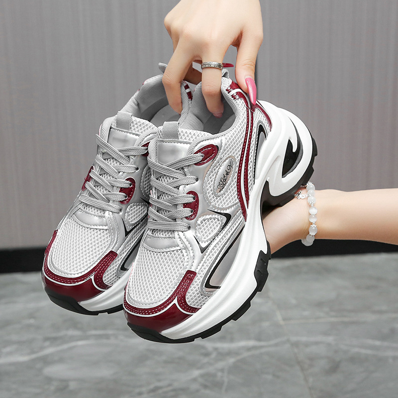 „Ankora“ raudoni moteriški bateliai tėčiui, ūgį didinantys 2025 m. itin populiarūs nauji pavasario ir rudens madingi sportiniai laisvalaikio bateliai moterims