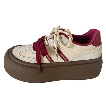 Γυναικεία παπούτσια με χοντρές σόλες, ρετρό, χρωματιστά μπλοκ, χειμώνας 2025, νέα μόδα, ευέλικτα, casual παπούτσια, άσχημα λευκά παπούτσια με μεγάλα δάχτυλα