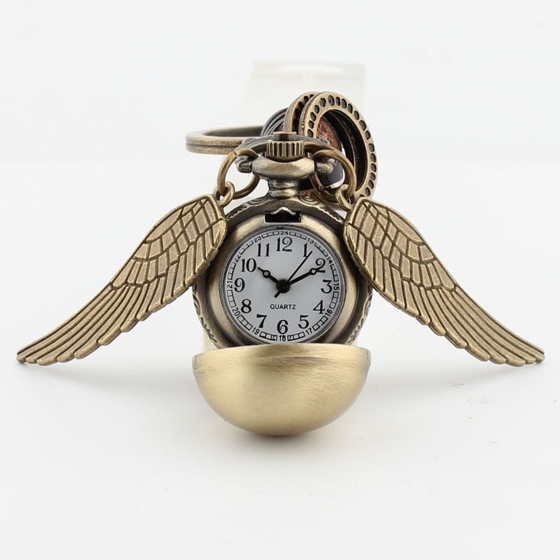 Джобен часовник Big Wings Light Ball, Golden Snitch, кръгла топка, ретро колие, часовник с флип кварцов часовник, висулка, дигитален висящ часовник.