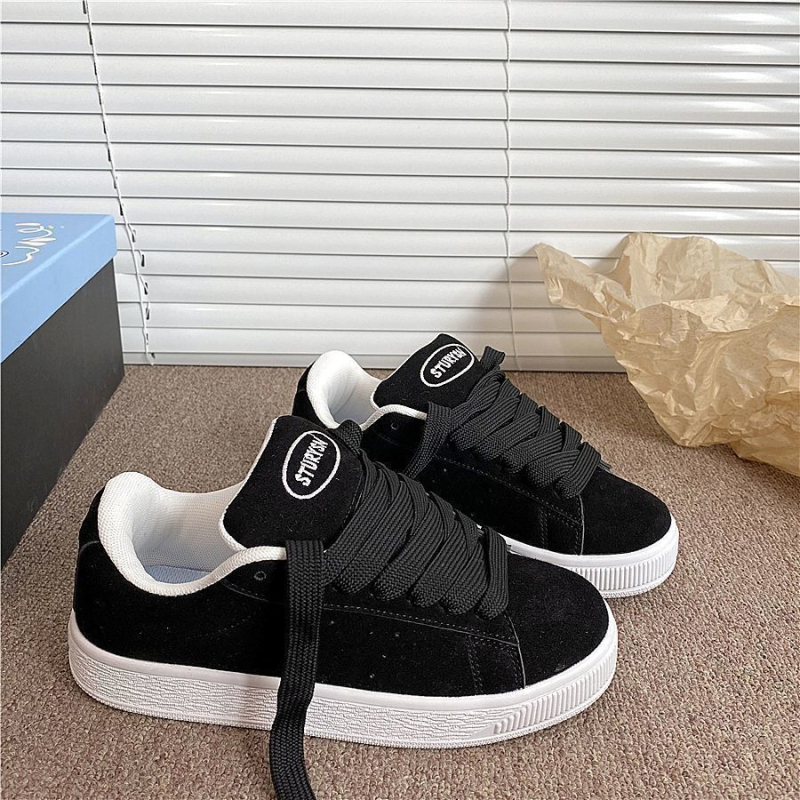 Honkongo stiliaus moteriški batai, poros, juodi, „Breadboard“ stiliaus batai, „Ins“ tendencija 2025 m. pavasariui, nauji retro sportiniai laisvalaikio moraliniai treniruočių batai 2