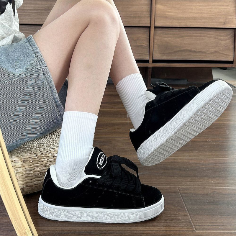 Honkongo stiliaus moteriški batai, poros, juodi, „Breadboard“ stiliaus batai, „Ins“ tendencija 2025 m. pavasariui, nauji retro sportiniai laisvalaikio moraliniai treniruočių batai 2