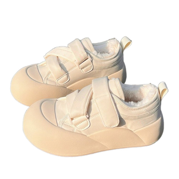 Γυναικεία μπότες χιονιού με χοντρή σόλα, ζεστά παπούτσια ψωμιού με επένδυση από φλις, βαμβακερά παπούτσια 2024, νέα χειμωνιάτικα άσχημα χαριτωμένα γυναικεία παπούτσια, μικρά λευκά παπούτσια