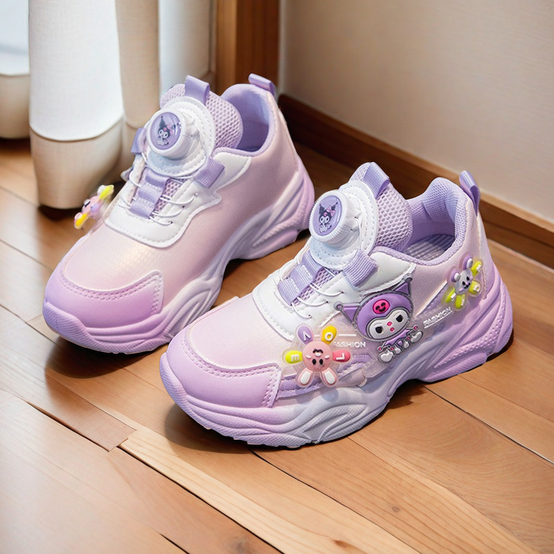 Meiteņu mīkstās apakšas kedas ar grozāmu pogu, multfilmas ādas, ūdensnecaurlaidīgas, ikdienas skriešanas kurpes, bērnudārza jaukas, ikdienas kurpes