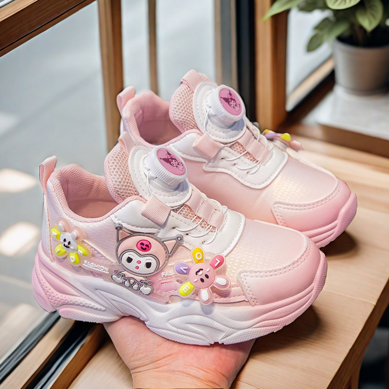 Meiteņu mīkstās apakšas kedas ar grozāmu pogu, multfilmas ādas, ūdensnecaurlaidīgas, ikdienas skriešanas kurpes, bērnudārza jaukas, ikdienas kurpes