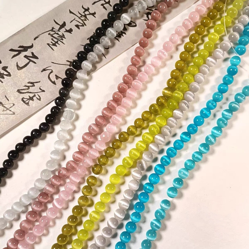 Mărgele colorate din piatră de opal, mărgele rotunde, brățară DIY, colier, pandantiv, bijuterii, accesorii cu mărgele, material en-gros