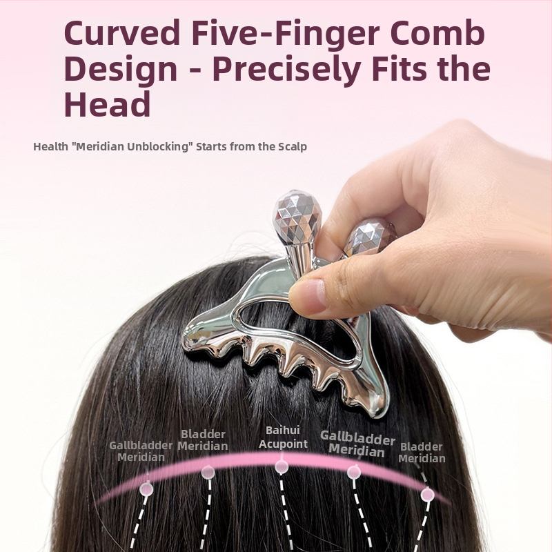 Метален гребен за масаж на скалпа, многофункционална глава, гребен Meridian, малка дъска за красота Monster, ролков стик за масаж на лице