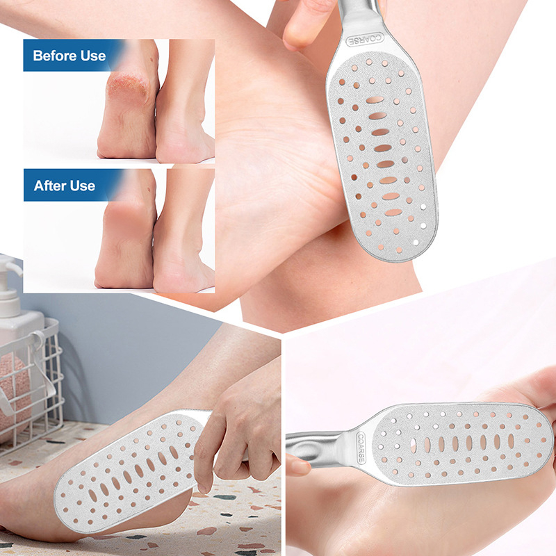 Dvipusis pedikiūro nerūdijančio plieno pėdų dildė užsienio prekybai, tarpvalstybinis buitinis pedikiūro pėdų šveitiklis nuospaudoms pašalinti, pėdų šlifuoklis