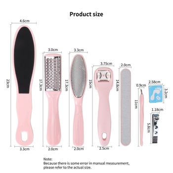 Rožinis pedikiūro įrankių rinkinys, 8 dalių nerūdijančio plieno pėdų dildės, profesionalus negyvos odos nuospaudų šalinimas, pėdų priežiūra ir pedikiūras