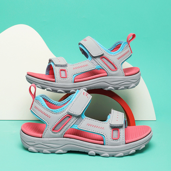 Pārrobežu karstas bērnu kurpes, bērnu sandales, 8-15 gadi, 2025. gada vasaras jaunas, modernas meiteņu neslīdošas, vieglas pludmales kurpes