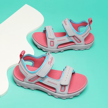 Pārrobežu karstas bērnu kurpes, bērnu sandales, 8-15 gadi, 2025. gada vasaras jaunas, modernas meiteņu neslīdošas, vieglas pludmales kurpes