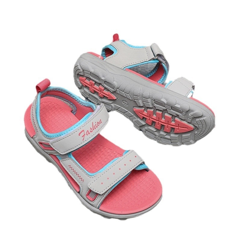 Pārrobežu karstas bērnu kurpes, bērnu sandales, 8-15 gadi, 2025. gada vasaras jaunas, modernas meiteņu neslīdošas, vieglas pludmales kurpes