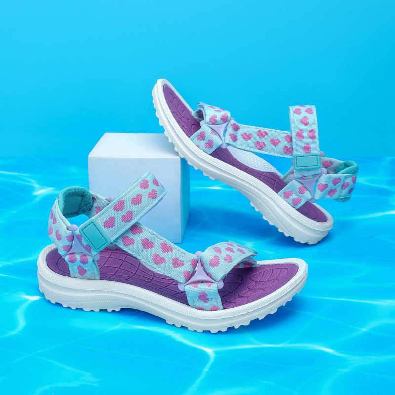 Bērnu sandales Crossborder 8-12 gadu vecumā 2025. gada vasaras jaunas, lielas bērnu modes mīkstas apakšas neslīdošas meiteņu pludmales kurpes