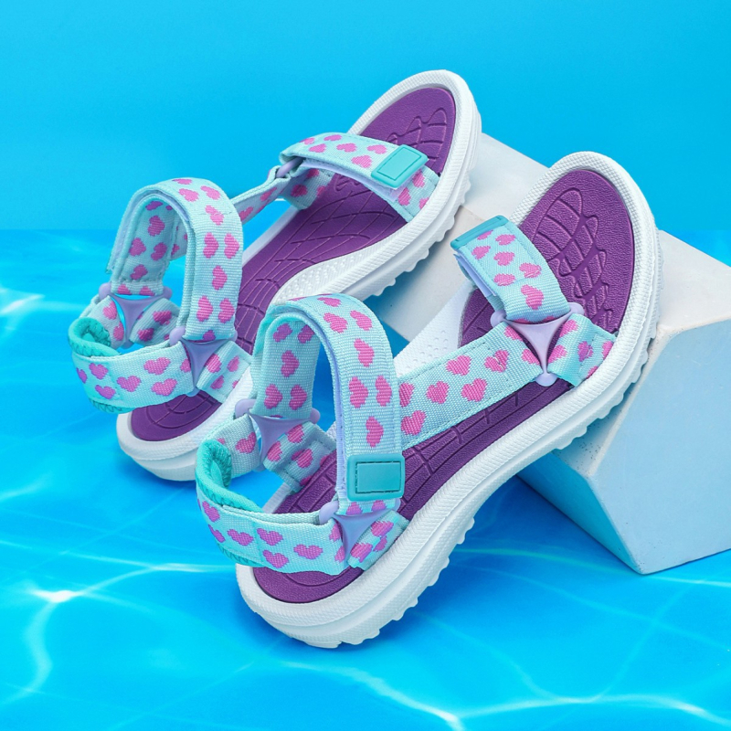 Bērnu sandales Crossborder 8-12 gadu vecumā 2025. gada vasaras jaunas, lielas bērnu modes mīkstas apakšas neslīdošas meiteņu pludmales kurpes