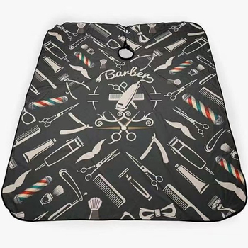 Matu griešanas apmetnis, nepiedegošs, piemērots lietošanai mājās, frizētavām, pieaugušo matu griezumiem, eļļas apstrādei, ilgviļņiem, krāsošanai, friziera instrumentiem, piemērojams vairākās valstīs